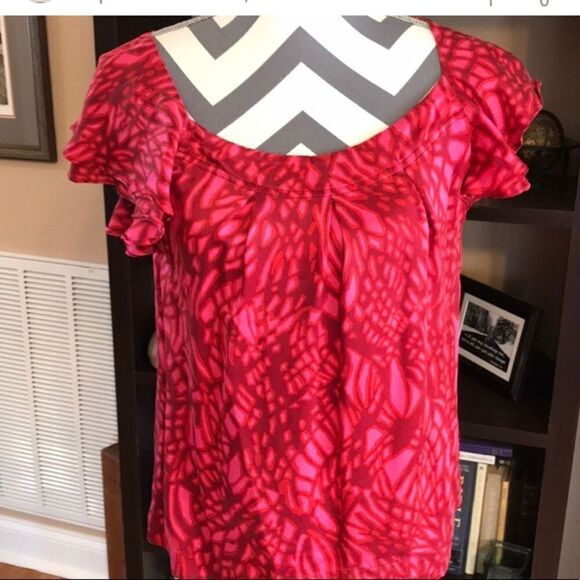Banana Republic Silk Top Size XS Red & Pink - Picture 2 of 8
